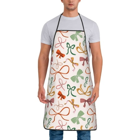 

Junzan Colorful Bow Knots Print Kitchen Cooking Aprons Chef Apron for Men and Women Professional for Cooking Bib Aprons for Kitchen/Crafting/BBQ/Drawing