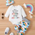 thumbnail image 1 of Baby Boys Girls Bodysuit & Pants & Hat With Cartoon Graphic Baby Clothes Baby Layette Sets, 1 of 5
