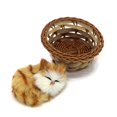 thumbnail image 3 of Coolayoung 2 Piezas Gato Durmiendo En Cesta Muñeca Juguete Mini Gatito En Cesta Tejida Con Sonidos De Maullidos Decoración Para Escritorio De Oficina Juguete De Mano Regalo Para Niños Niñas, 3 of 5