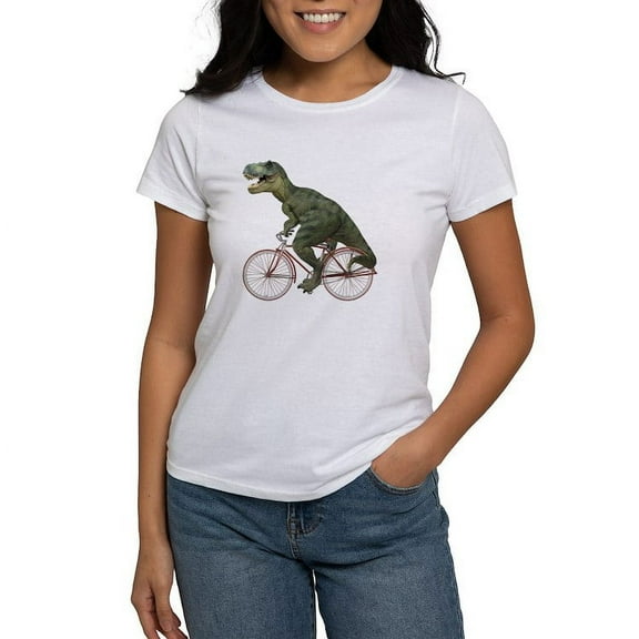 CafePress - Cycling Tyrannosaurus Rex Women's T Shirt - Women's Classic T-Shirt