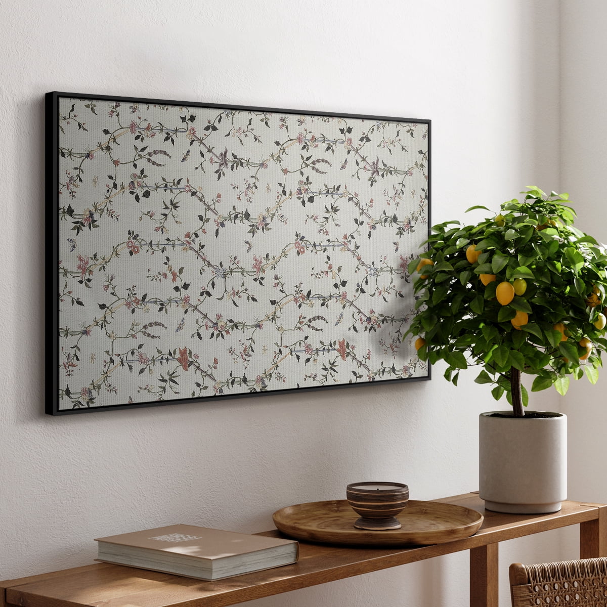Vintage Abstract Print-VI Framed in Black Wood Gallery Wrapped Canvas 27 in. x 41 in.