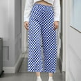thumbnail image 2 of WRKEKC Women's Check Print Wide Leg Capri Pants Casual Ankle Length Elastic Waist for Summer & Street Style, 2 of 7