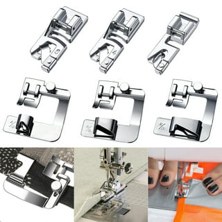 1111Fourone Domestic Sewing Machine Presser Crimping Press Foot Portable Rolled  Hem Snap-on Feet Replacement for Brother Needlework Supplies 8/8 Crimping 