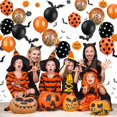 thumbnail image 3 of Paquete de 119 globos de Halloween, juego de corona de arco, globos de confeti naranja negro con globos de araña Mylar para niños, fondo de fiesta temática de Halloween, decoración del aula ER, 3 of 6