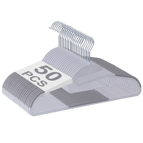 WSSYzyzf Plastic Non-Slip Clothes Hangers 50 Pack, Slim Thin Coat Shirt Hanger with Swivel Hook, Space-Saving for Closet Organization, Durable and Gentle on Fabrics