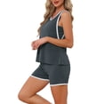 thumbnail image 4 of INSPIRE CHIC Women's Pajama Set with Breast Pads Tank Top & Shorts Set 2 Pcs Loose Fit Soft Sleepwear Lounge Set S Black, 4 of 6