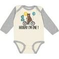 thumbnail image 3 of Inktastic 1st Birthday Bear on Bicycle 1 Year Old Boys or Girls Long Sleeve Baby Bodysuit, 3 of 5