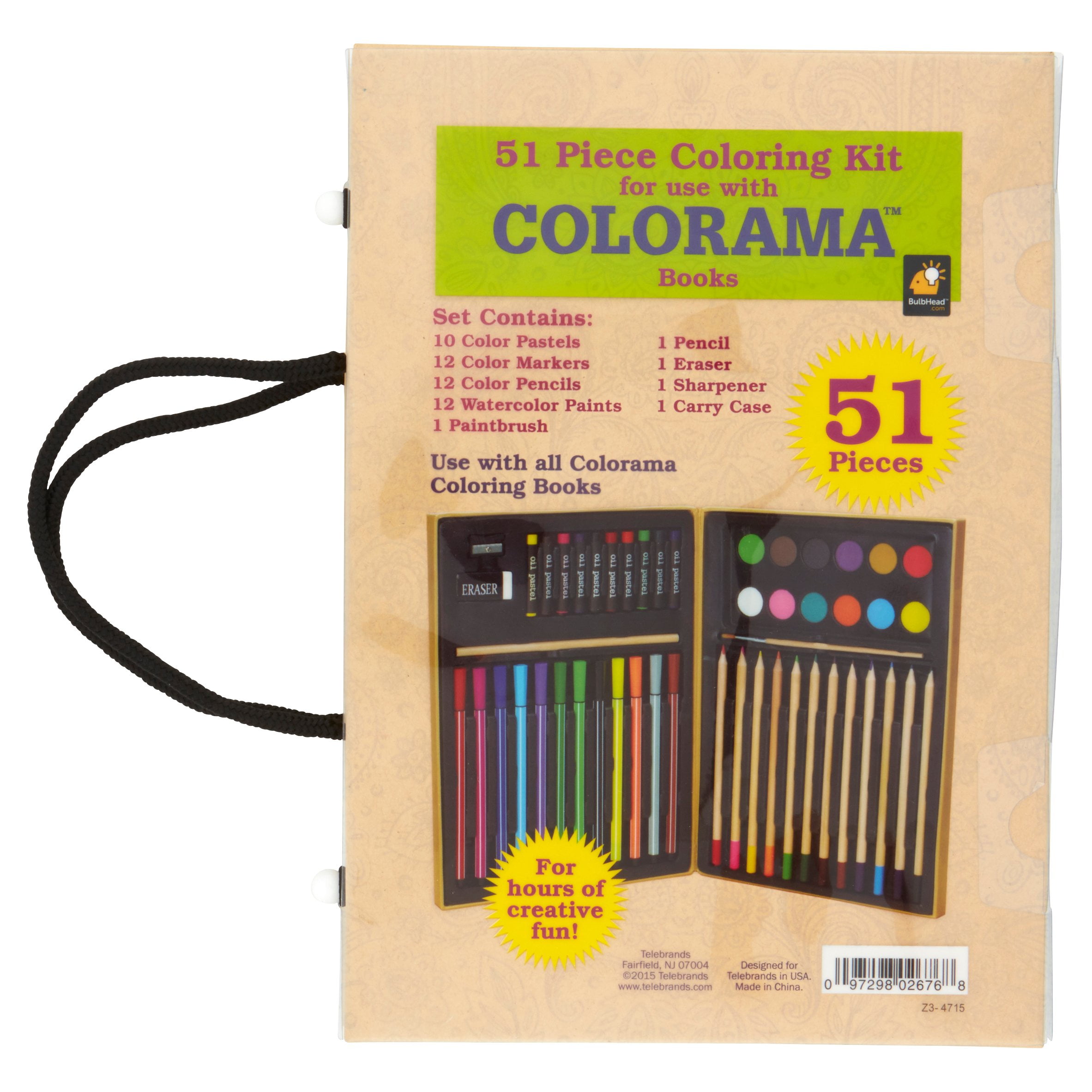 Colorama 51 Piece Coloring Art Kit Markers Pencils Paint With Case