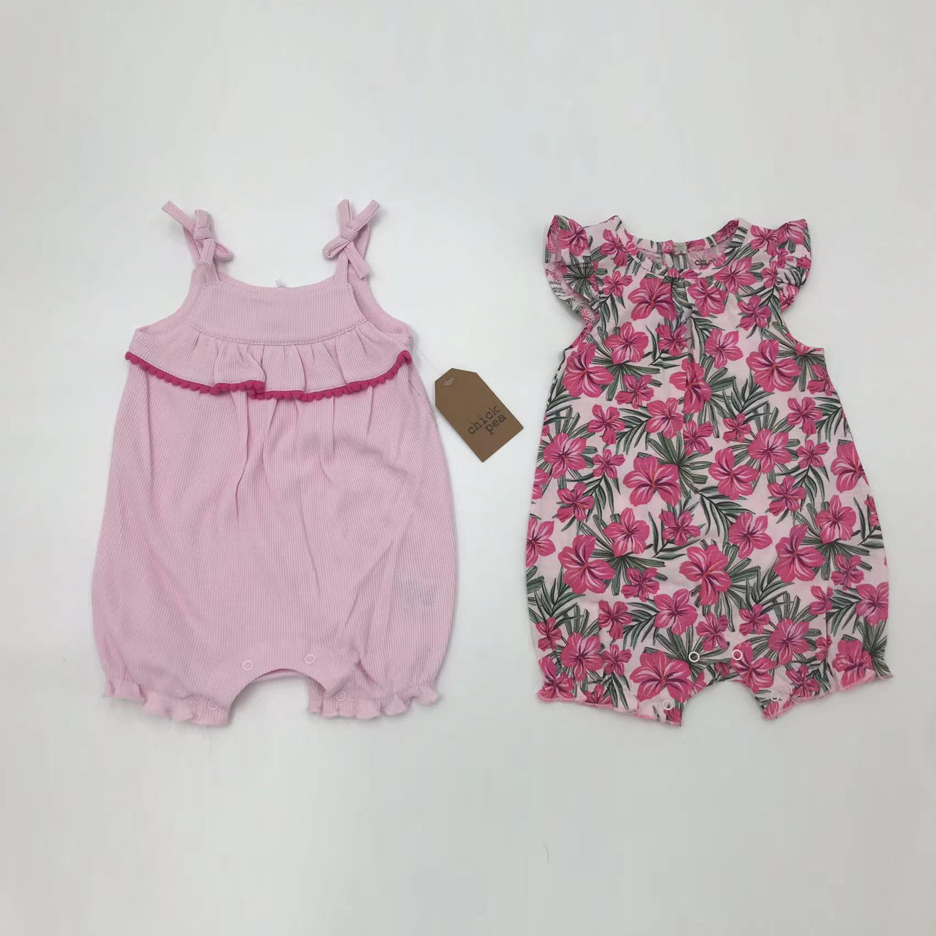 Chick Pea Baby Girl 2 Pk Rompers, Sizes Newborn-9 Months