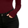 thumbnail image 3 of Long Sleeve Undershirt for Women Scoop Neck Slim Fit Basic Top Layering Tee Thermal Tops for Women Red S, 3 of 6
