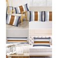 thumbnail image 6 of Modern Brown Blue Satin Pillowcase for Hair and Skin with Zipper, Soft Breathable Cooling Silk Pillow Cases, Boho Contemporary Geometric Striped Body Pillow Covers Bed Pillows 20"x54", 6 of 6