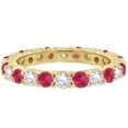 thumbnail image 3 of Ruby and Diamond Eternity Ring Band 14k Yellow Gold (1.07ct), 3 of 3