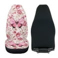 thumbnail image 4 of Uorisanigo Car Seat Covers Coral Velvet Cloth Car Seat Covers for Front Seats Pink Butterfly Vehicle Seats Protectors Driver Interior Accessories Universal Fit Cars Trucks and SUV, 4 of 7