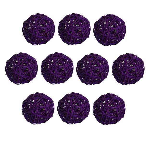10 Piezas 6 Cm Ratán Mimbre de Caña Jardín Boda Decoración para hogar Púrpura perfecl Bolas de mimbre de ratán
