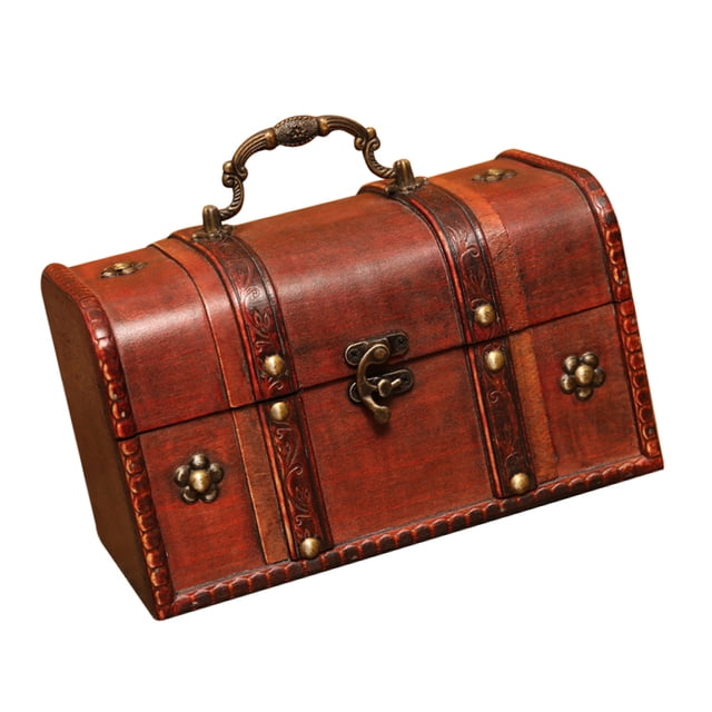 Wooden Vintage Storage Box Desktop Organizer Sundries Container for Home Office