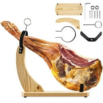 Qenwkxz Ham Stand Wooden Ham Holder with Non-Slip Pads Professional Prosciutto Carving Stand Stable Sturdy Ham Rack for Carving Spanish Hams and Italian Prosciutto 38x17x43 cm