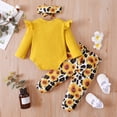 thumbnail image 4 of 12 Months Baby Girls Clothes 18 Months Girls 3PCS Fall Winter Clothing Set Letter Print Toddler Girls Long Sleeve Top Pants Headband Set Yellow, 4 of 8