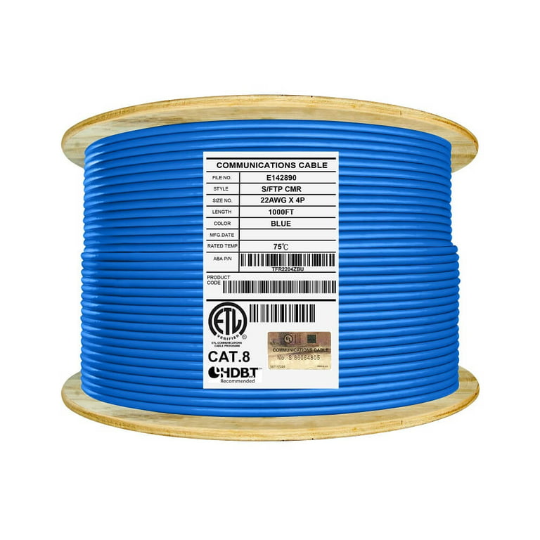 Premium Cat 8 Ethernet Cable - Copper, Tangle-Free, Riser Rated