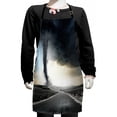 thumbnail image 1 of Nature Kids Apron, Black Tornado Funnel Gas and Thunder Rolling on the Road Fume Disaster Monochrome Print, Boys Girls Apron Bib with Adjustable Ties for Cooking Baking Painting, Grey, by Ambesonne, 1 of 2