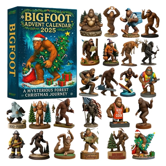 LAMIRO 24 Days Bigfoot Holiday Countdown Calendar Adventure Calendar Festive Bigfoot Figurines Family Holiday Gift Christmas Advent Calendar for Tree Decor