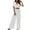 White, variant on XuJwPNcy Two Piece Outfit for Women Short Sleeve V Neck Crop Top with Wide Leg Pants Summer Beach Vacation Set