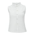 thumbnail image 3 of Sleeveless Dress Shirts for Women, Yigetop A Versatile Sleeveless Shirt with A Collar for A Slimming Look As An inner Layer for A Suit Sleeveless Button Up Shirts for Women White 2XL, 3 of 8