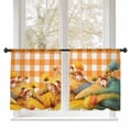 thumbnail image 7 of Sheer Curtains 54 inches Long 2 Panels Set Fall Hills House Tree Orange White Plaid Cartoon Fall Tiers Sheers Rod Pocket Small Window Short Curtains for Kitchen Cafe, Each 52" W x 54" L, 7 of 7