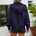 thumbnail image 4 of XIAONU Hoodies For Women Long Sleeve Zip Up Slim Fit Short Hoodie With Pockets Solid Color Basic Pullover Hoodies Sweatshirts For Athletic, 4 of 5