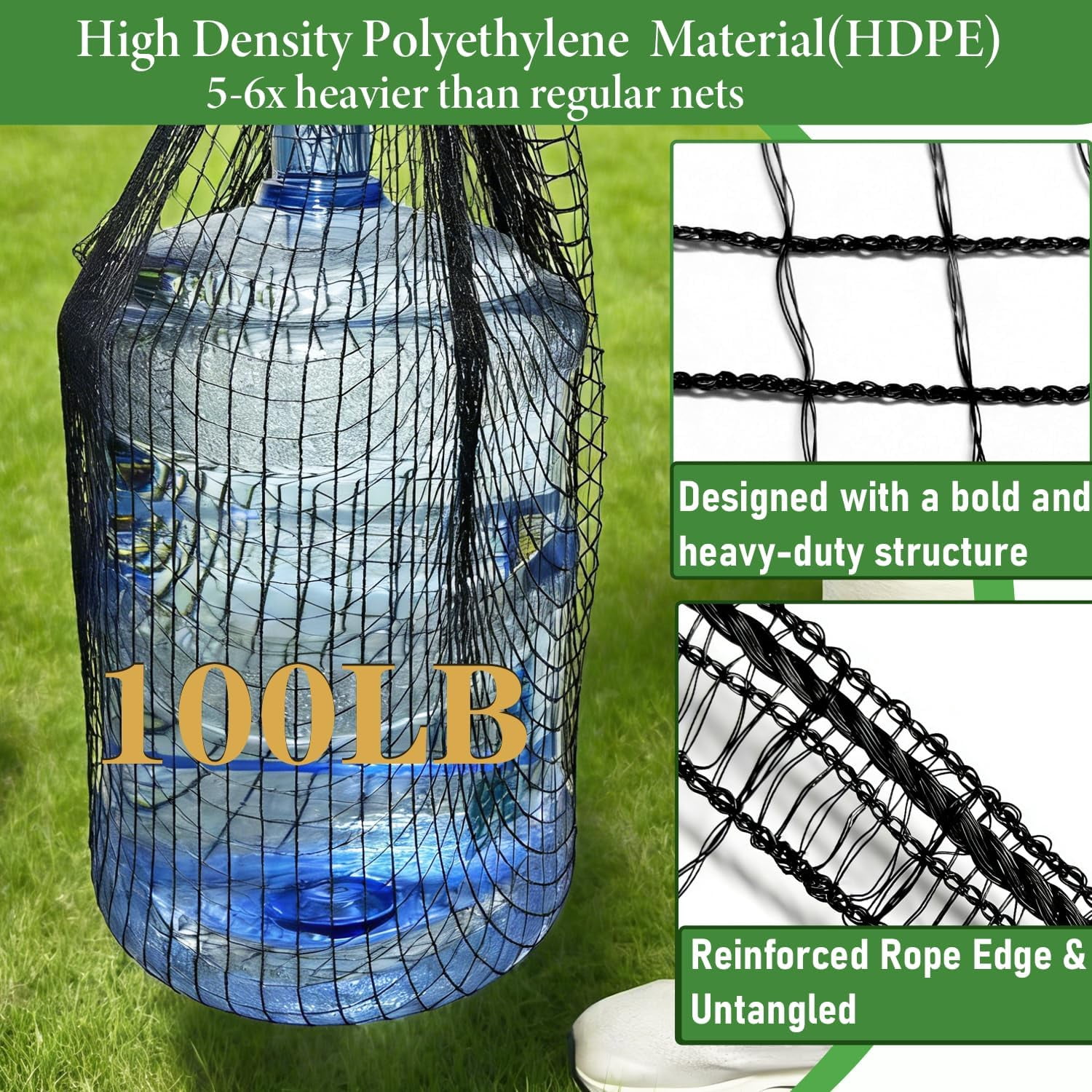 Deer Fence Netting, 4 x 75ft Heavy Duty Plastic Mesh Deer Netting, 55GSM Deer Fence for Garden, Reinforced Edges Anti Bird Netting Mesh for Trees Vegetable Raised Bed(55GSM, 4 x 75ft)