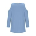 thumbnail image 6 of Annhoo Womens Cold Shoulder Tops Casual 3/4 Sleeve V Neck Basic T Shirts Elegant Business Work Blouses, 6 of 7
