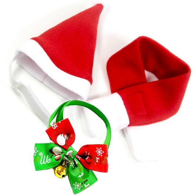 Conjunto de bufanda con campana de sombrero de Papá Noel Methold disfraz de Navidad para mascotas Type3 NO3