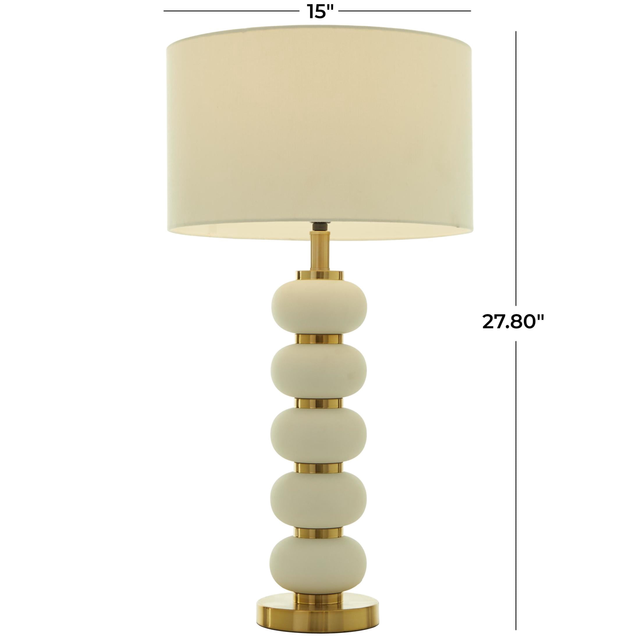 CosmoLiving by Cosmopolitan 28" Orbs Style Base White Table Lamp with Cream Linen Shade