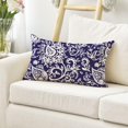 thumbnail image 5 of Chinoiserie Flowers Bule Throw Pillow Cover, 12 x 20 Inch Cushion Case Outdoor Decoration for Sofa Couch Farmhouse, 5 of 6