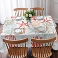 thumbnail image 3 of Red Orange Coastal Table Cloth Waterproof Tablecloths, Summer Beach Coral Shell Ocean Tablecloth Dining Table Cover for Kitchen Party Tabletop Outdoor, Rectangle Tablecloth 60x102 Inch, 3 of 9