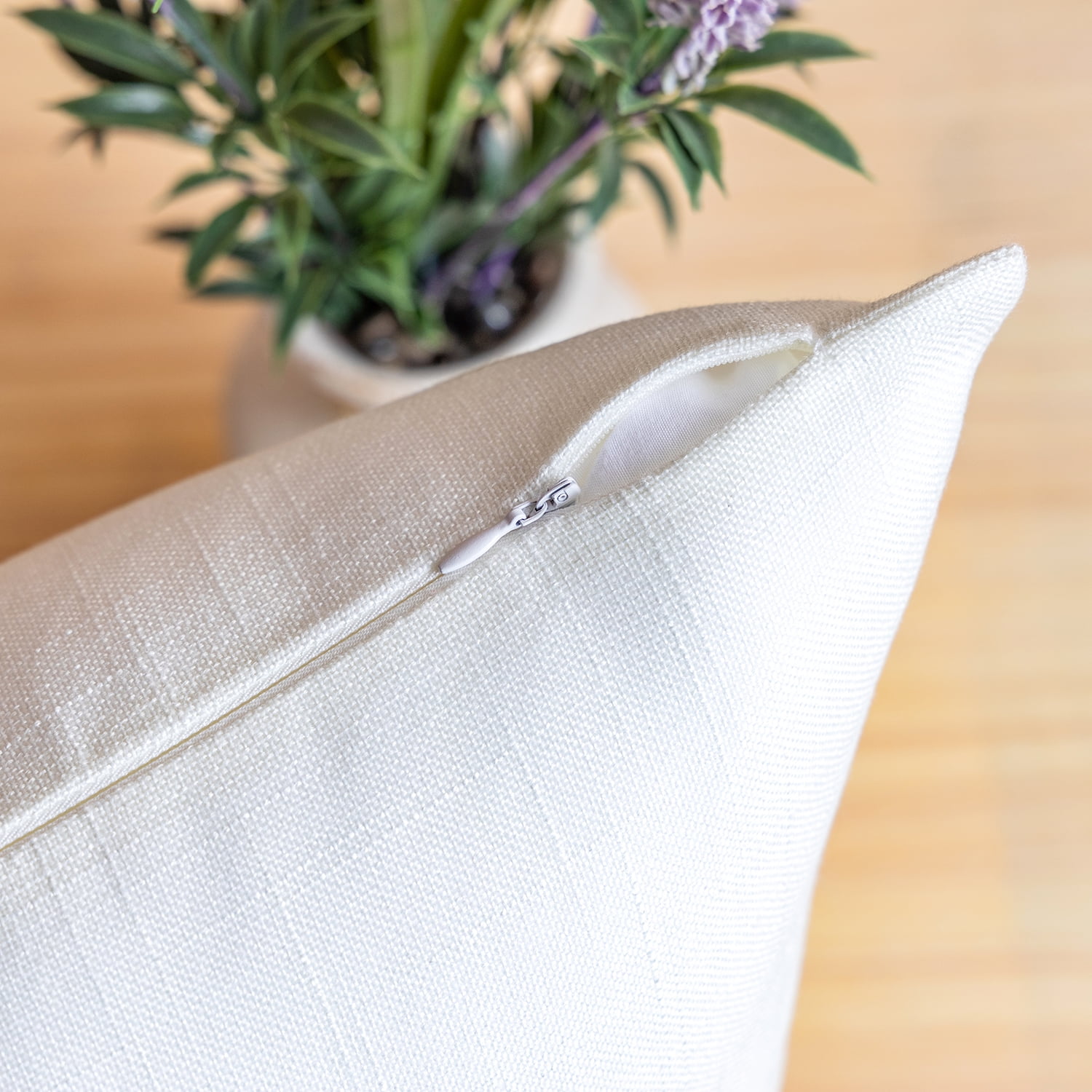 Phantoscope Soft Textured Linen Burlap Series Decorative Throw Pillow, 20" x 20", White, 1 Pack