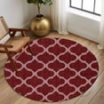 thumbnail image 2 of Round Rugs 6Ft, Deep Red Morocco Round Area Rug Washable Indoor Throw Carpet, Retro Farmhouse Quatrefoil Plaid Soft Non Slip Circle Rug for Office Cabinet Home Decor Aesthetic, 2 of 8