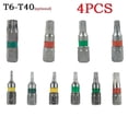 thumbnail image 1 of 4Pcs 25mm T6-T40 Magnetic Torx Screwdriver Bits Set Electric Screwdriver Head T6/T8/T9/T10/T15/T20/T25/T27/T30/T35/T40 Hand Tool, 1 of 5