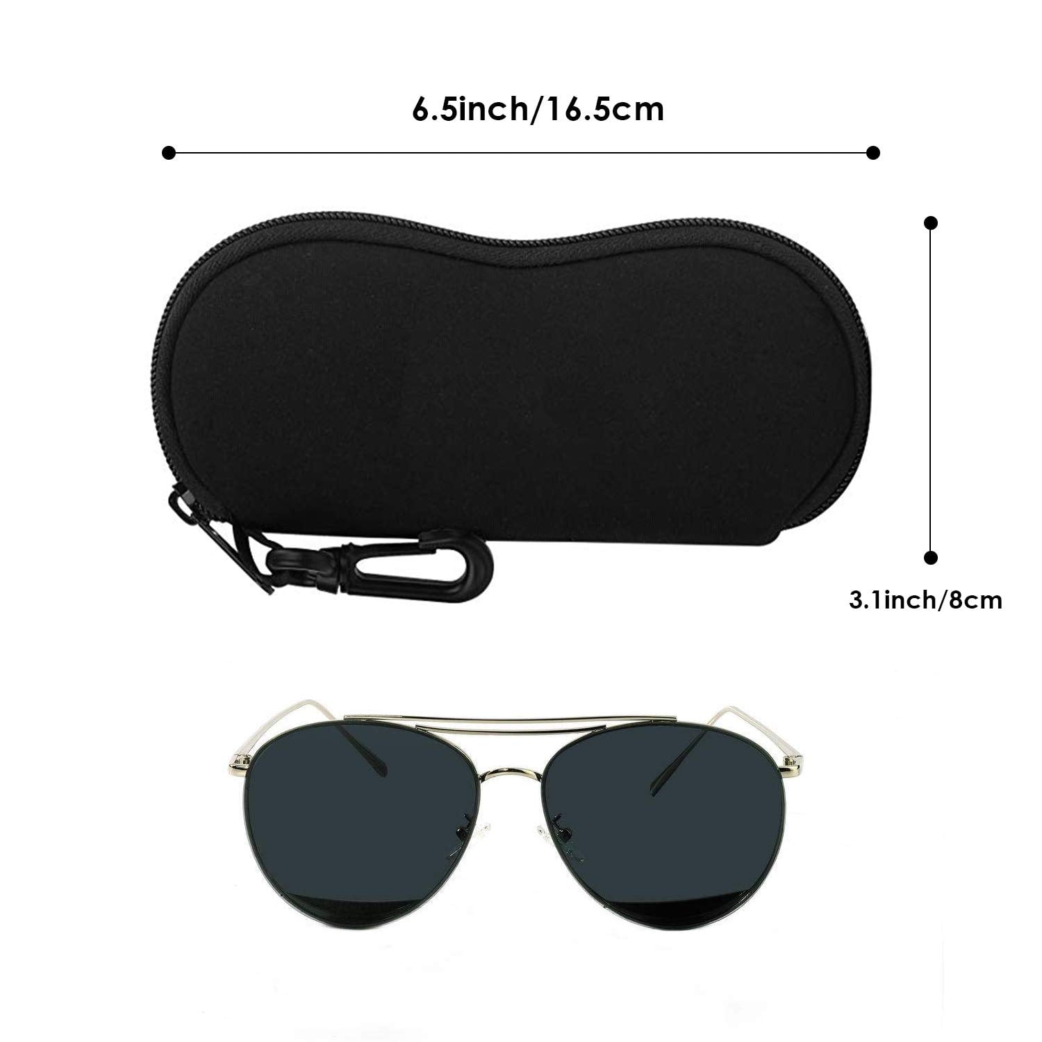 Ultra Light Portable Neoprene Zipper Glasses Soft Case Eyeglass Safety Pouch Zipper Box Case with Belt Clip MoKo Sunglasses Soft Case 2 Pack 