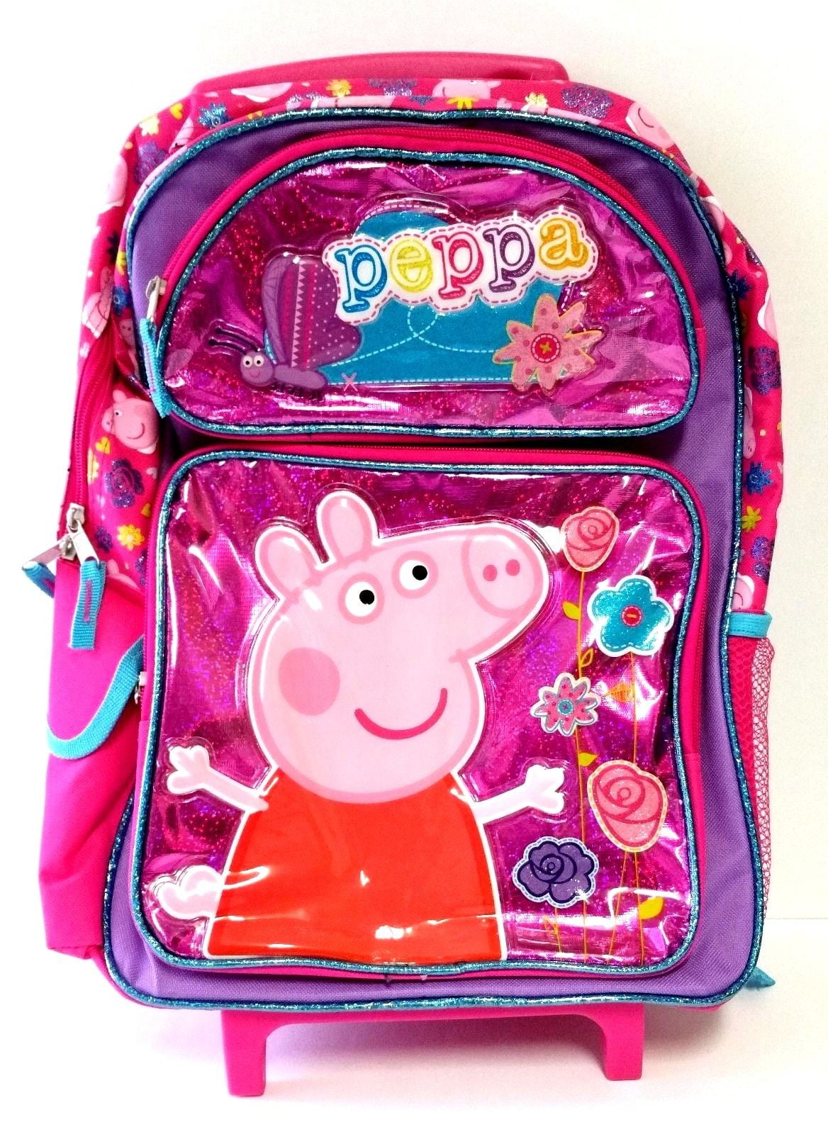 Peppa Pig Girl's 16" Canvas Pink School Rolling Backpack