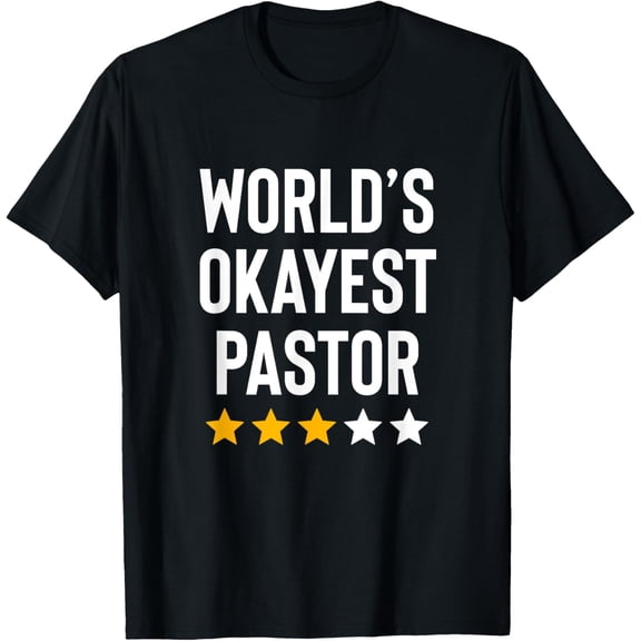 Worlds Okayest Pastor Appreciation Funny Christian Preacher T-Shirt Casual Short Sleeve Shirt