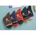 thumbnail image 3 of GAXIRE 5 pares de calcetines navideños con estampado de alce, adorables calcetines de tubo medio para mujer (café, verde negruzco, azul, negro, naranja)., 3 of 7