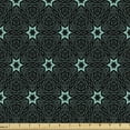 thumbnail image 1 of Stars Fabric by the Yard Upholstery, Hand Drawn Triangles and Hexagons Lines Composition Oriental Illustration, Decorative Fabric for DIY and Home Accents, 1 Yard, Turquoise Black by Ambesonne, 1 of 4