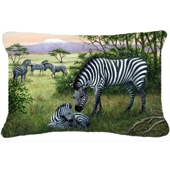 Zebras in the Field with Baby Fabric Decorative Pillow