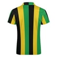 thumbnail image 5 of Black Yellow Green Stripes Men Zipper T-shirt Summer Casual Short Sleeve T-shirt Top, 5 of 7
