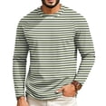 thumbnail image 2 of Mfakffe Men's Striped T-Shirt Long Sleeves Round Neck Basic | Spring Fall, Lightweight Fabric, Soft, Regular Fit, Casual Style, 2 of 5