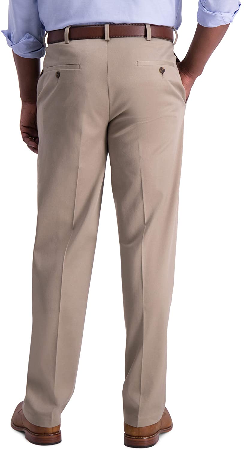 Haggar Mens Iron Free Premium Khaki Classic Fit Flat Front Expandable Waist Casual Pant - image 3 of 4
