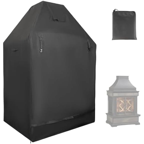 Outdoor Fireplace Cover, Waterproof Heavy Duty Fireplace Cover for Outdoor Use, Outside Protective Dust Covers for Winter, Upright Patio Wood Burning Fireplace Covers$$Garden & Patio