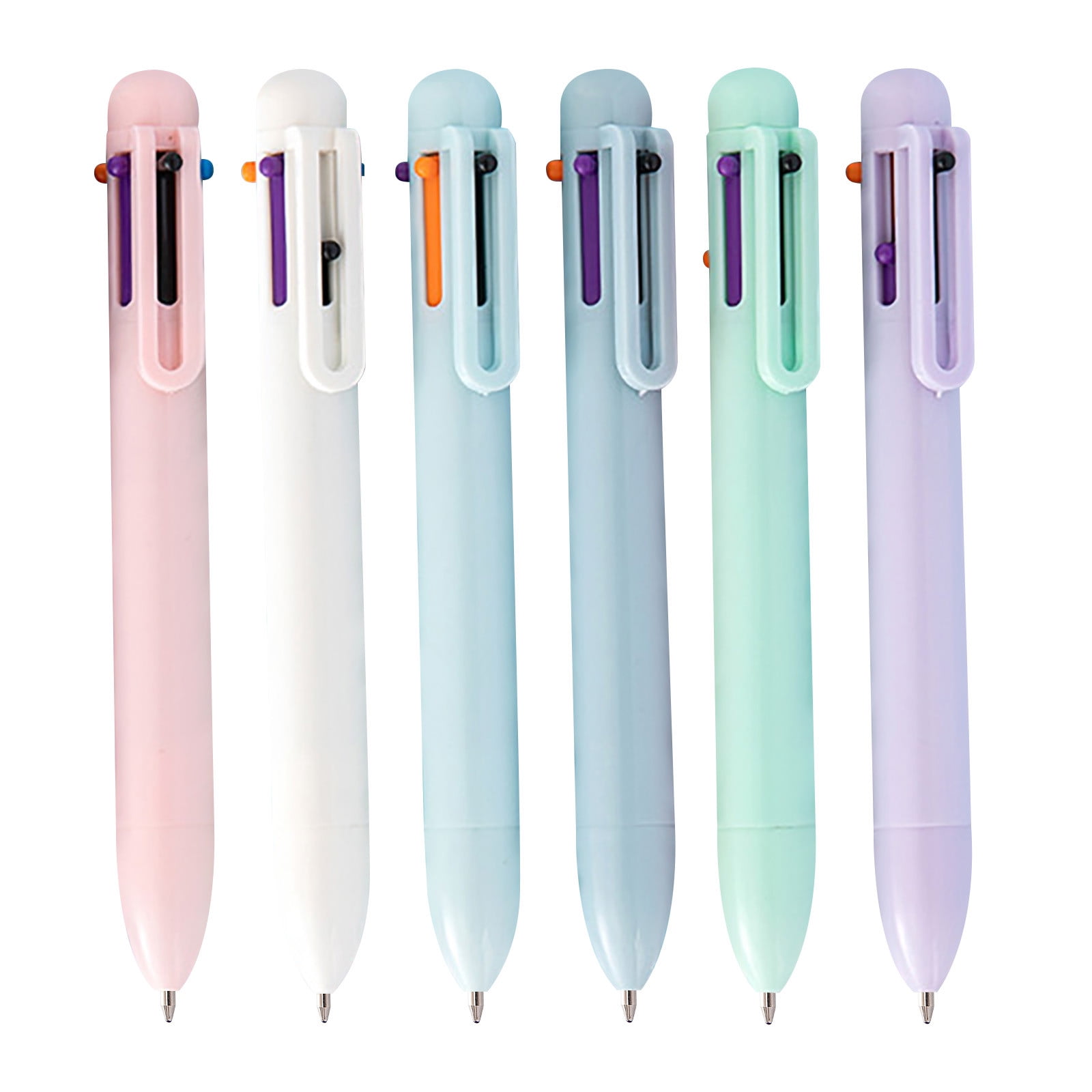 UFHTech 4Pcs Multi-color ballpoint pen Multi-function press 6 color pen  Novelty 6 Color in 1 Ballpoint Pen Office School Supplies Students Gift 