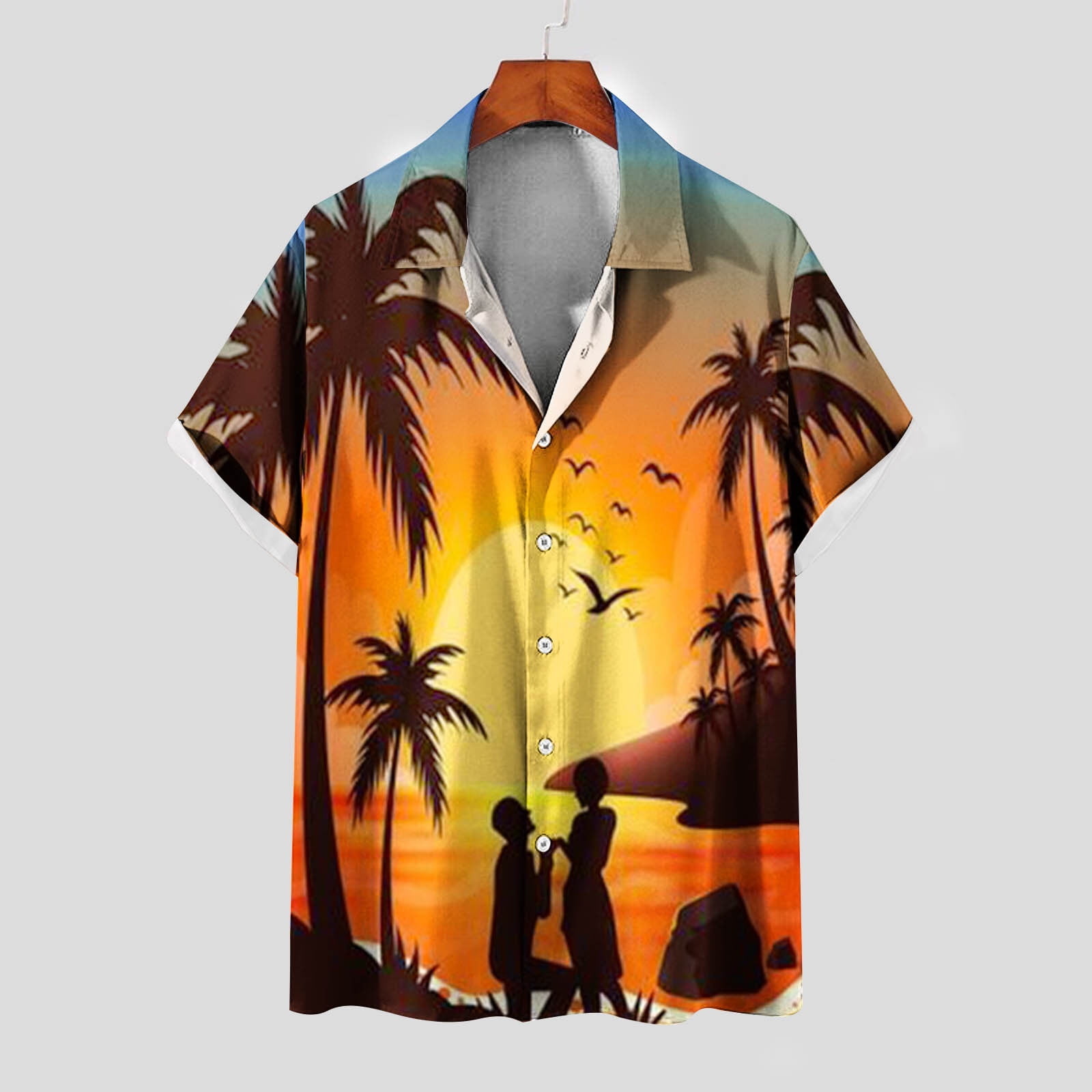 Tropical Island Button Up Men's Aloha Shirt
