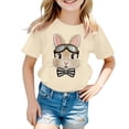 thumbnail image 4 of Laipiong Easter T Shirt for Girls Cute Bunny Bows Graphic Short Sleeve Casual Crewneck Tops Summer Trendy Relaxed Fit Blouses Tees, 4 of 4